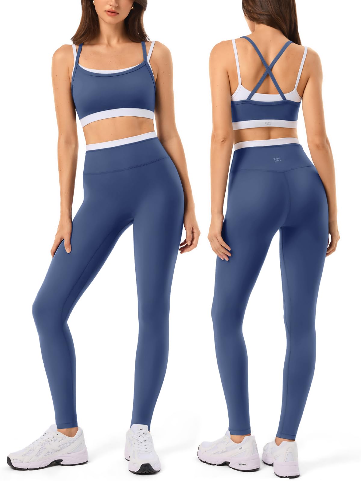 Seamless Yoga Leggings with Padded Sports Bra