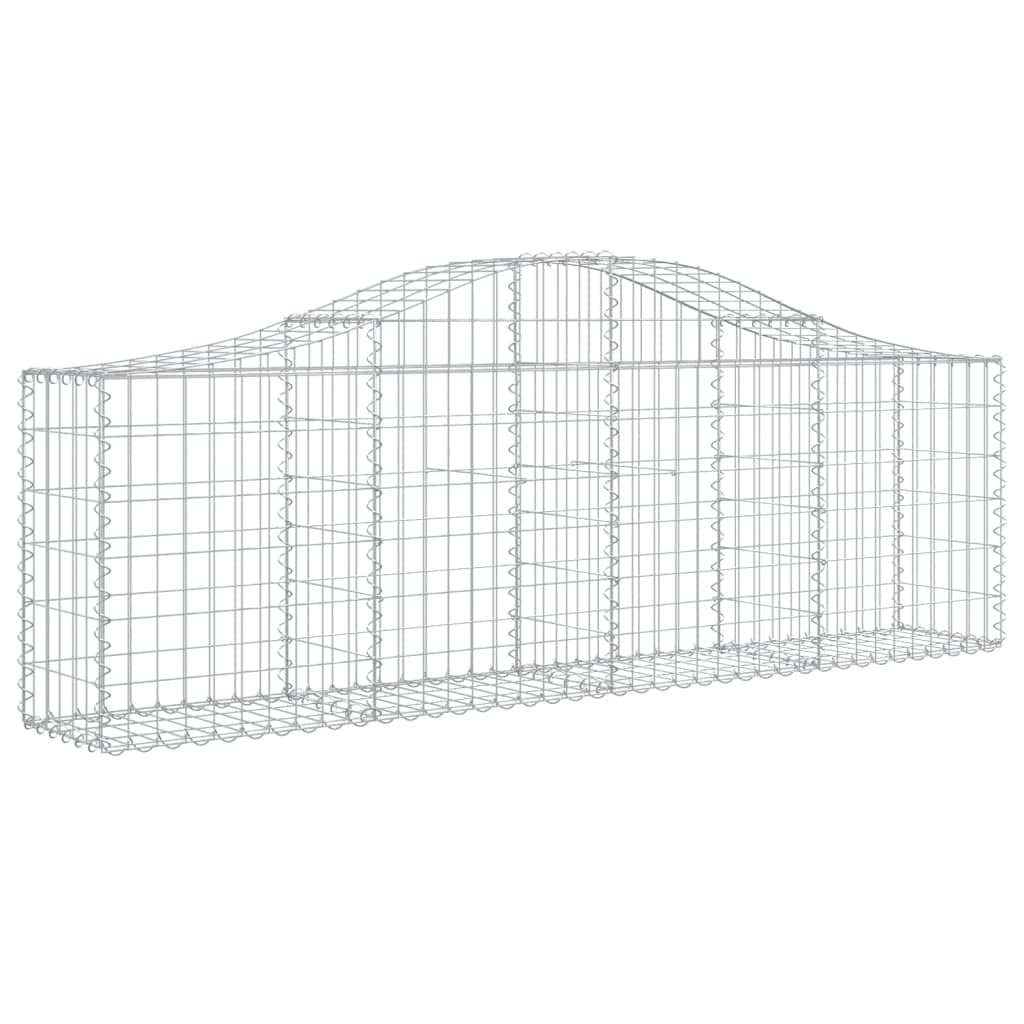 Kosze gabionowe łukowe 8 sztuk 200 x 30 x 60 / 80 cm z ocynkowanego żelaza, dźwiękochłonne dekoracyjne bariery ogrodowe ze wzmocnionymi haczykami i oczkami 5 x 10 cm