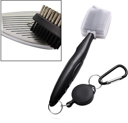 Miniatura 7 de NuRich Tiger Golf Club Groove Brush Cleaner ligero de doble cerdas Accesorios de golf Herramienta de limpieza con mosquetón retráctil de aluminio de