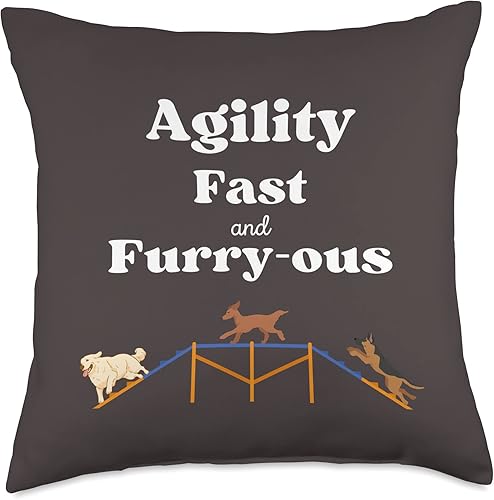 Miniatura 4 de Dog Agility Gear & Design Co. Fun Dog Lover-Agility, Fast and Furry-OUS Throw Pillow, 16x16, Multicolor