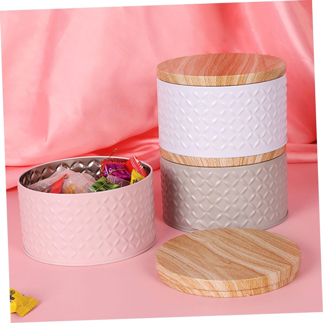 Operitacx 3pcs Box Candy Box Wrapping Boxes Christmas Candy Jar Christmas Treat Boxes Round Nesting Tins Cookie Tins Decorative Christmas Cookie Tins Jar Iron Snowflake Crisp Child
