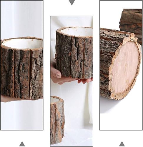 Miniatura 4 de Hemoton Macetas rústicas para suculentas, macetas de cactus, árbol de madera, tronco, tocón, maceta, hierbas, cactus, bonsái, decoración para el