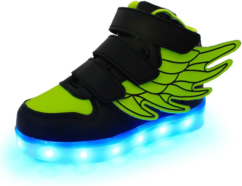 GraceLady Boy Girl Sneakers USB Charging Flashing Shoes kids LED Luminous Shoes,Green,4.5 B(M) US