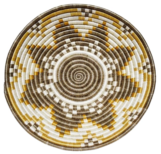 African Basket Rwanda - Large - 12 Inches Diameter - Sisal, Sweetgrass Basket - Handmade From Africa, RB117