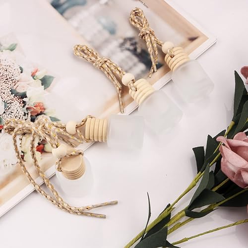 Miniatura 5 de 12 piezas de ambientador colgante de coche botella de perfume botella de vidrio vacía colgante aromaterapia aceite esencial difusor botella coche