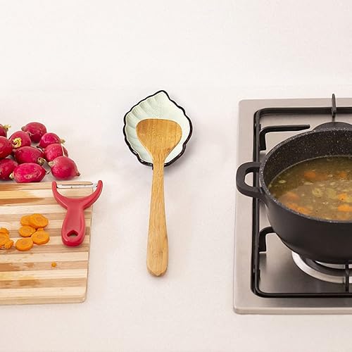 Miniatura 6 de Paquete de 2 soportes para cucharas de hojas, soporte de cucharón de cerámica, moderno soporte decorativo para utensilios para estufa, encimera de