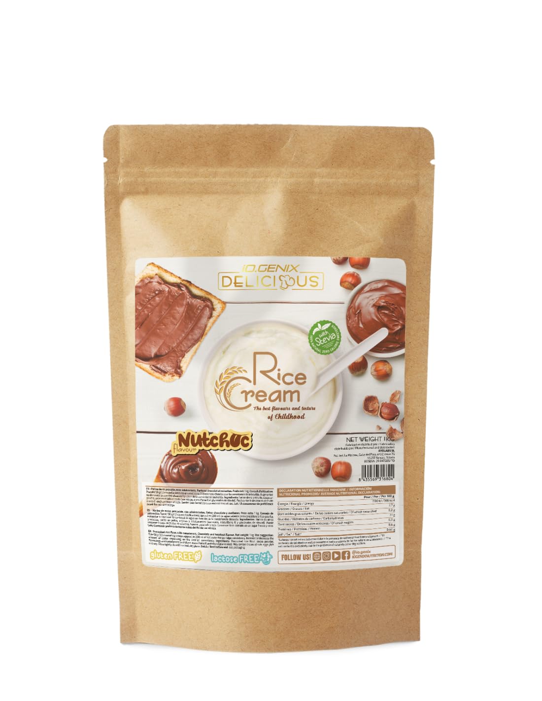 iO.GENIX - Crema de Arroz | 1 kg | Harina de Arroz Precocida | Fuente de Energia | Buena Digestibilidad (White Choco Rings) — view 15