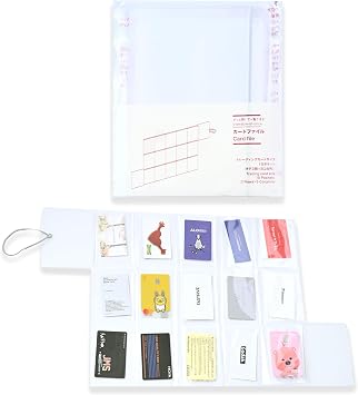 MU-JI Polypropylene Card Holder File - 15 Pockets Clear Viewable-at-Once, Trading Cards, K-pop Idol Photos, Sports & Business Cards, Compact & Durable for Easy Storage, Card Holders for Playing Cards