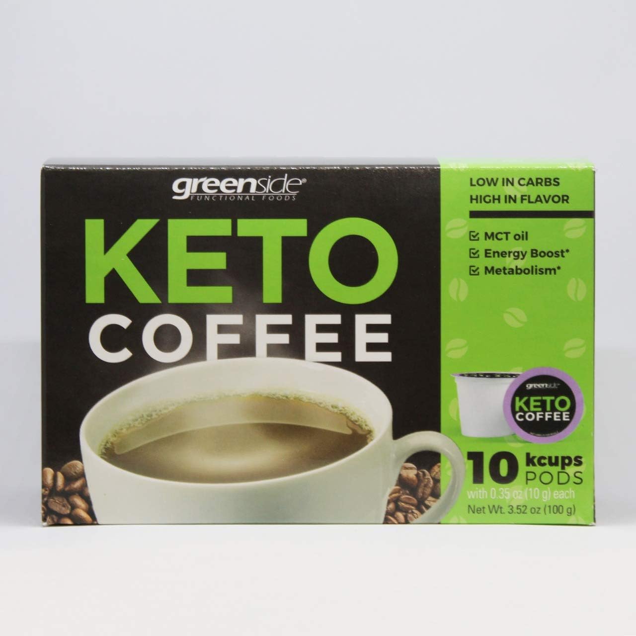 GREENSIDE | Coffee With Mct Oil | Energy Boosting Coffee Pods | 150 Mg | 10 Single Serve Pods | 0.35oz/10g Each | Feel Fresh & Active All Day | Friendly & Convenient