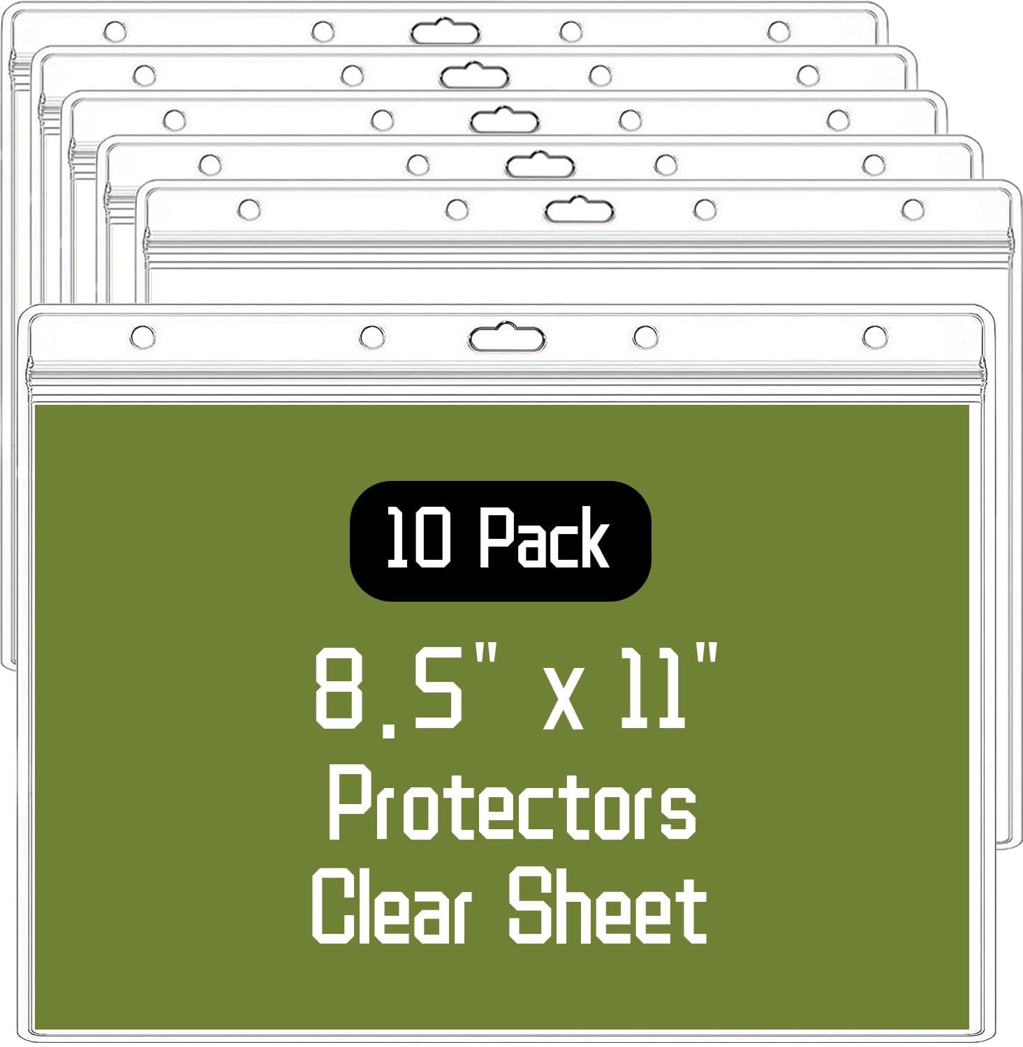 10 Pack Sheet Protectors，8.5" x 11" Waterproof Resealable Zip Wall Sign Holder Page Protectors Clear Photo Plastic Sleeves, Duty Work Pocket Hanging