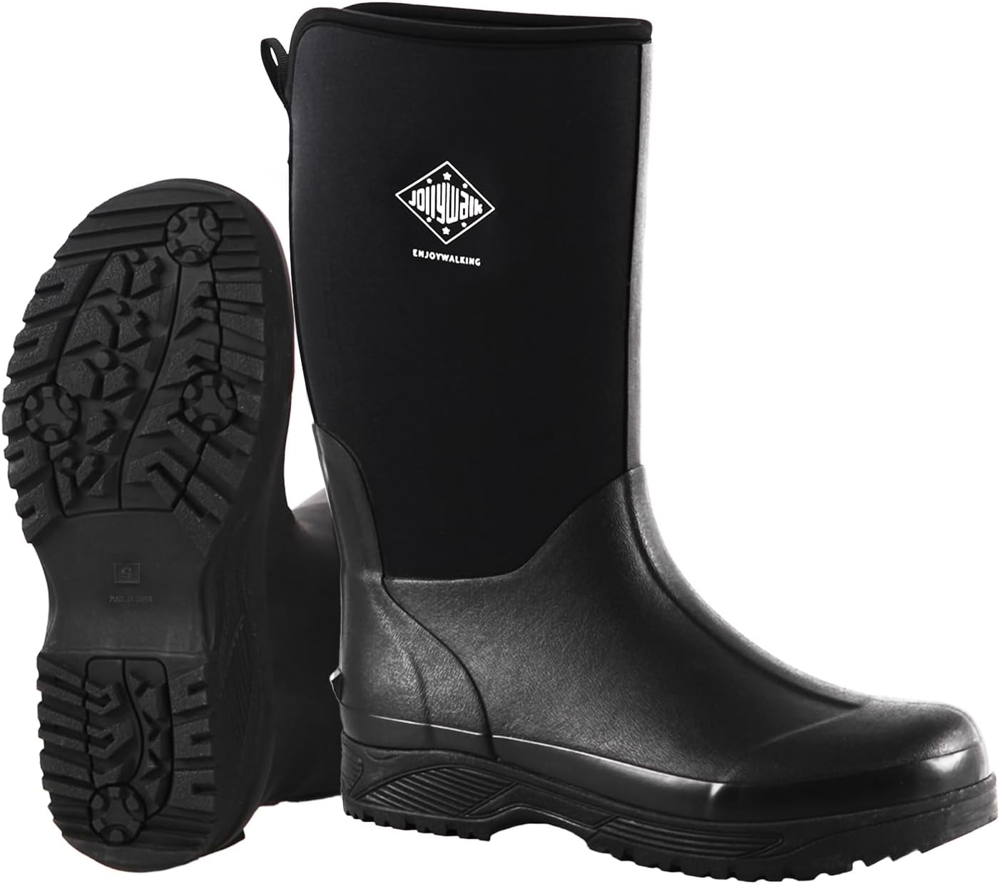 Insulated Neoprene Rubber Work Boots for Men, Waterproof Anti-Slip Mens Rain Boots for Farming, Fishing, Hunting, Outdoor Mud Boots for Garden, Yard Muck Chore Boots