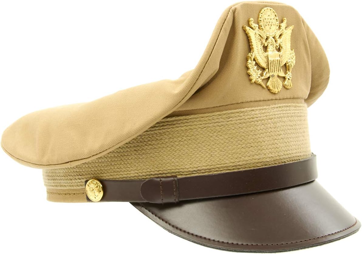 IMA U.S. WWII Officer Visor Crusher Cap: Classic Crushed 'Bomber Pilot' Look, Olive Drab