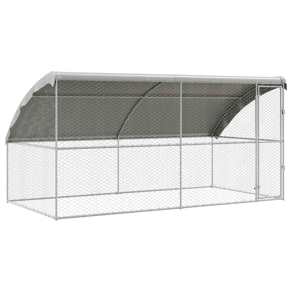 Jaula para perros, 2 unidades, color plata, 4 x 2 x 2 m, acero galvanizado, para exteriores, caseta para perros, parque para cachorros de jardín -A