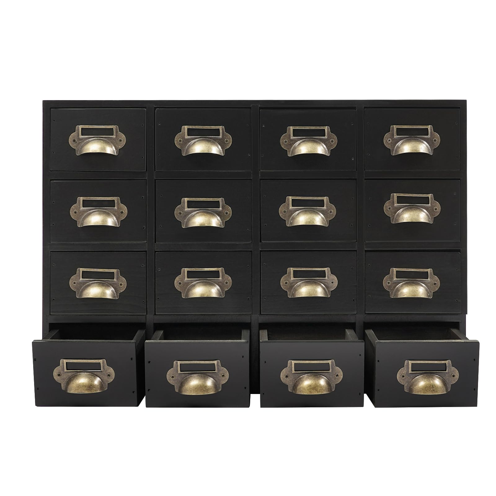 Armoire à tiroirs avec 16 tiroirs - Boîte de rangement pour bureau - Pour cosmétiques, bijoux, papeterie - 50 x 10 x 35 cm (noir)