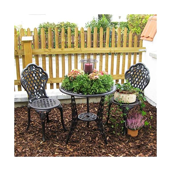 Lazy Susan™ Rose Round 2 Seater Bistro Set | Sand-cast Aluminium Garden Furniture Set | Weatherproof | Maintenance-free | Matching Bistro Chairs | Antique Bronze Finish - Image 10