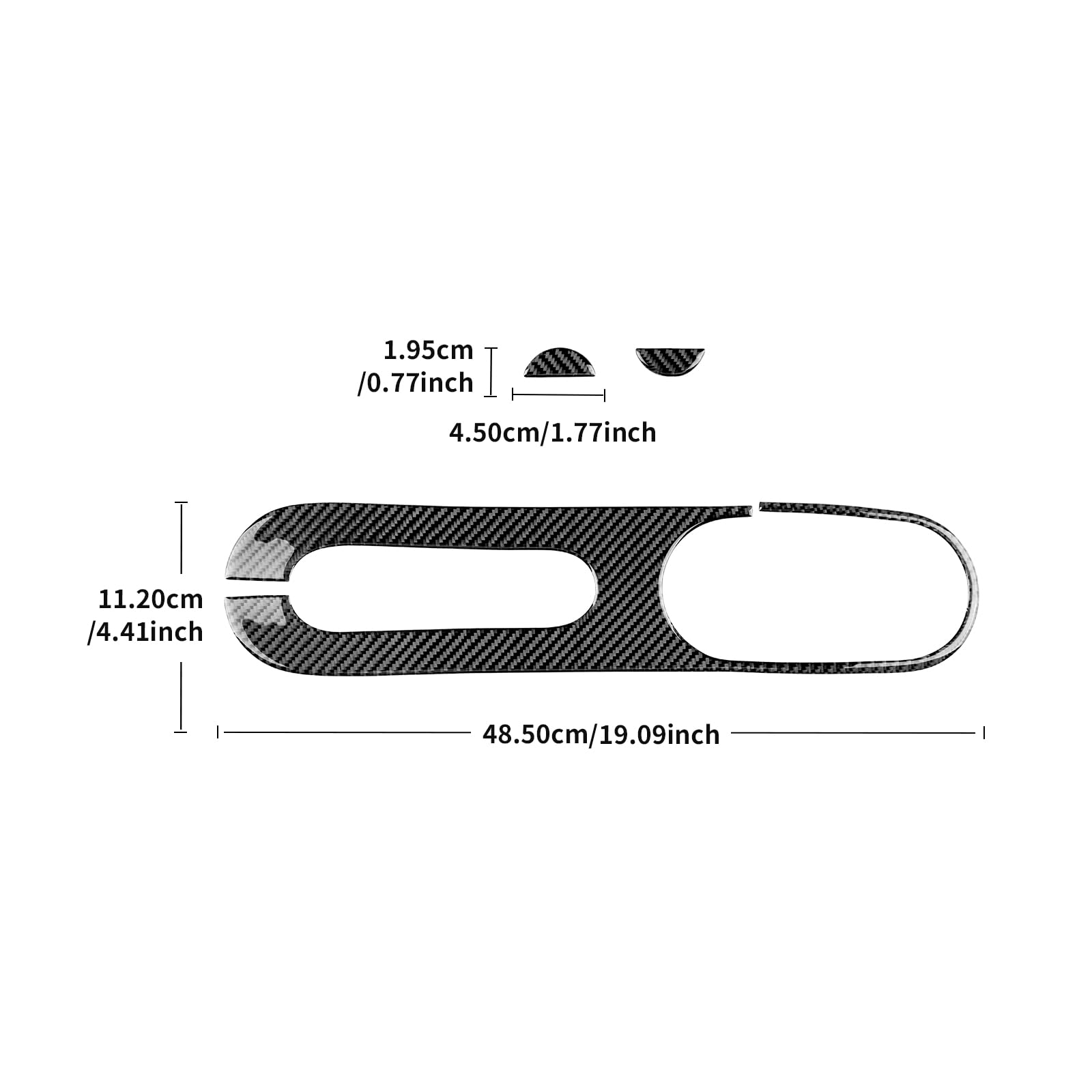 KUNGKIC Per Fiat 500 2011-2023 Abarth 595 2012-2023 Auto freno a mano pannello tazza acqua telaio portabicchieri adesivo in fibra di carbonio accessori decorativi per interni regalo (Nero)