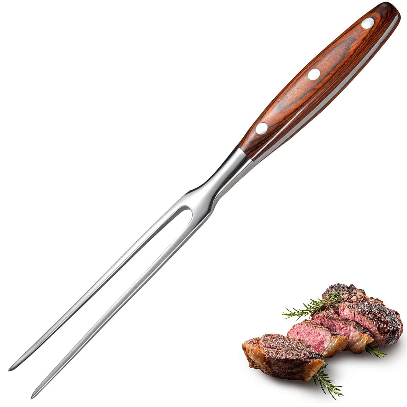 Fourchette barbecue acier inoxydable et manche bois de qualité supérieure pour vos rôtis de fête