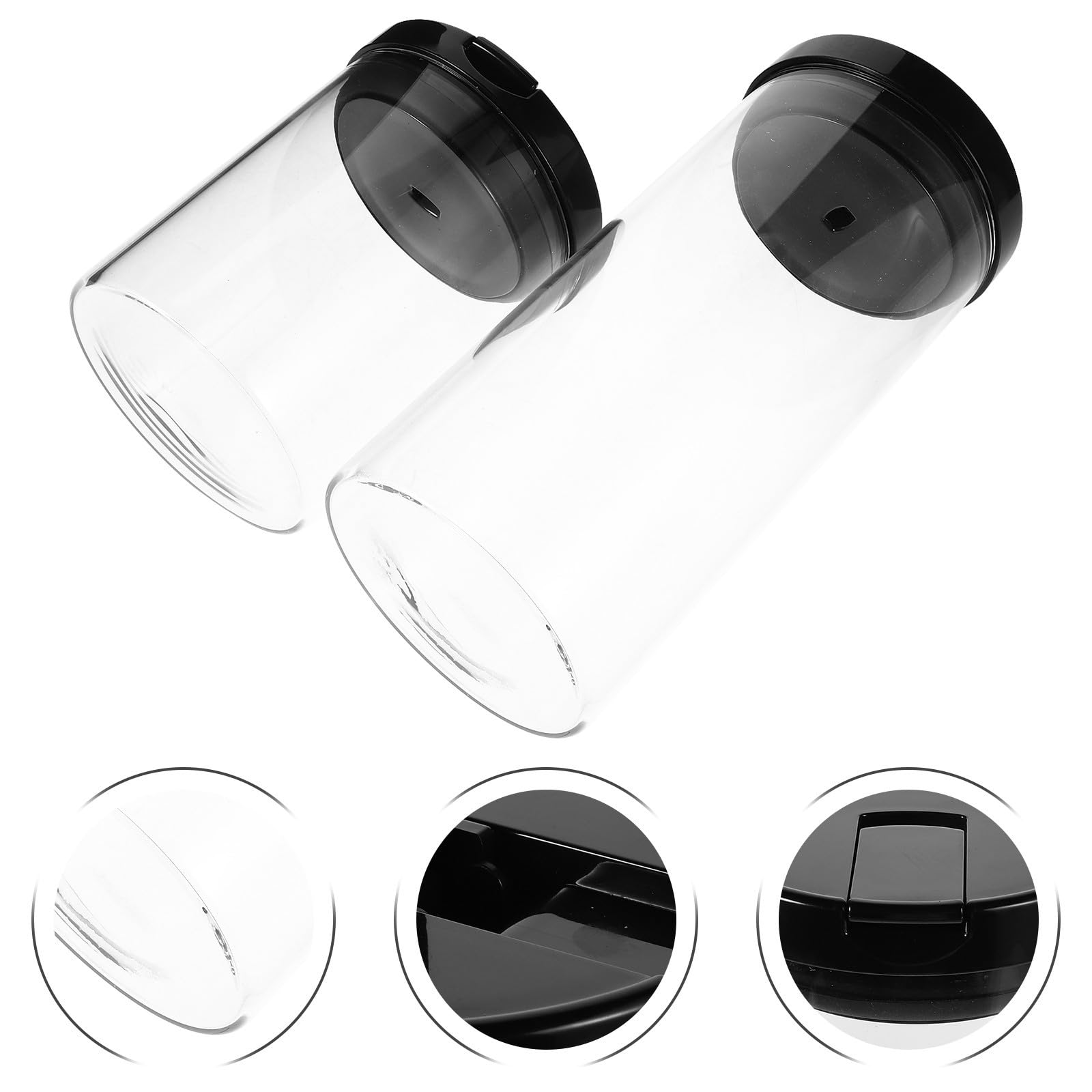 Tarros de Vidrio Herméticos 2 Piezas 700ml y 1200 Ml | Tapa de Plástico Negra, Acabado Transparente Minimalista, Uso en Despensa y Encimera, para Arroz y Granos