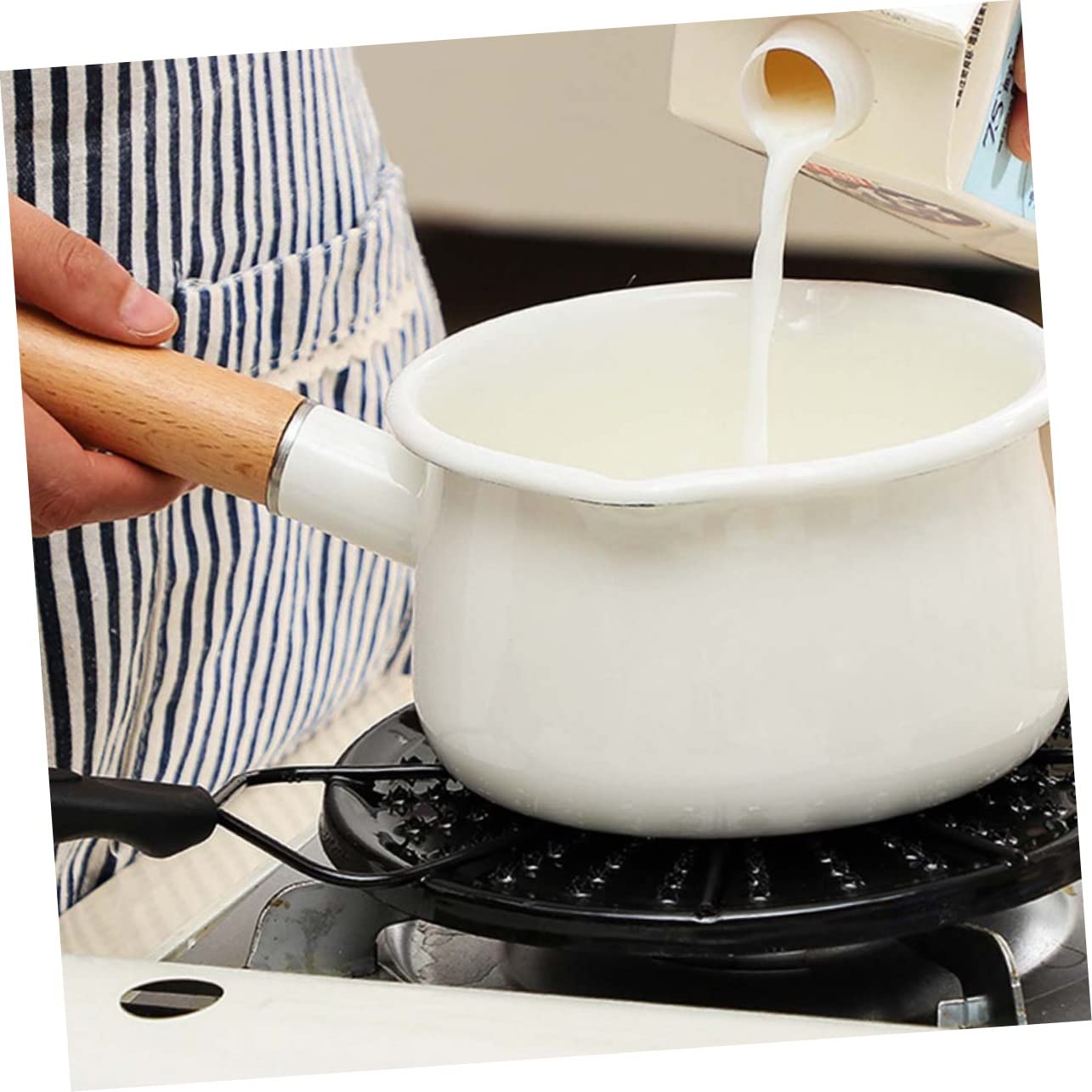 RORPOIR 1pc Enamel Heat Diffuser for Induction Cooktops Versatile Hob Adapter Plate for Non-induction Cookware Black for Soup and Quick Defrosting