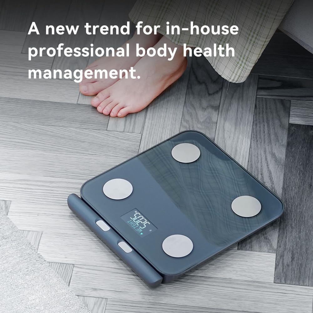 Báscula Persona Balance Conectada Impedancia Con 8 Electrodos Alta Precisión, 29 Datos Corporal Medición BIA de Doble Frecuencia Con APP para Andriod e iOS, Max. 180 kg/400 lb/28