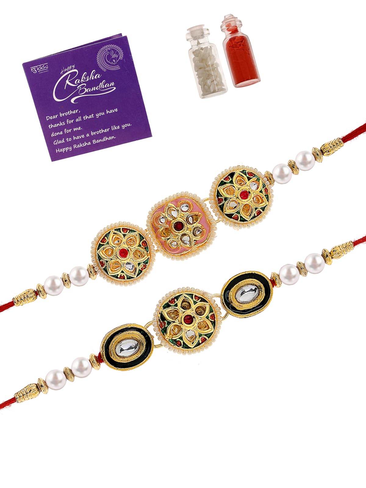 See full amazon price history chart for Sukkhi Rakhi Indian Kundan & Pearls Designer Meenakari Gold Plated Premium Rakhi for Brother With Roli Chawal & Greeting Card|Rakhi for Brother/Bhaiya/Bhai/Men|Rakhi Combo-Set of 2|CBRAK106944 Sukkhi Rakhi Indian Kundan & Pearls Designer Meenakari Gold Plated Premium Rakhi for Brother With Roli Chawal & Greeting Card|Rakhi for Brother/Bhaiya/Bhai/Men|Rakhi Combo-Set of 2|CBRAK106944 (B0D6BZNJR9) Amazon Price History, Amazon Price Tracker