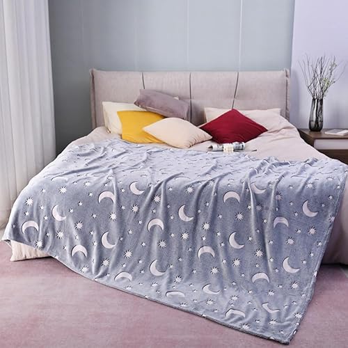 Miniatura 2 de Manta que brilla en la oscuridad, divertida manta espacial, luna y galaxia, súper suave, manta de forro polar, manta luminosa, regalo de cumpleaños