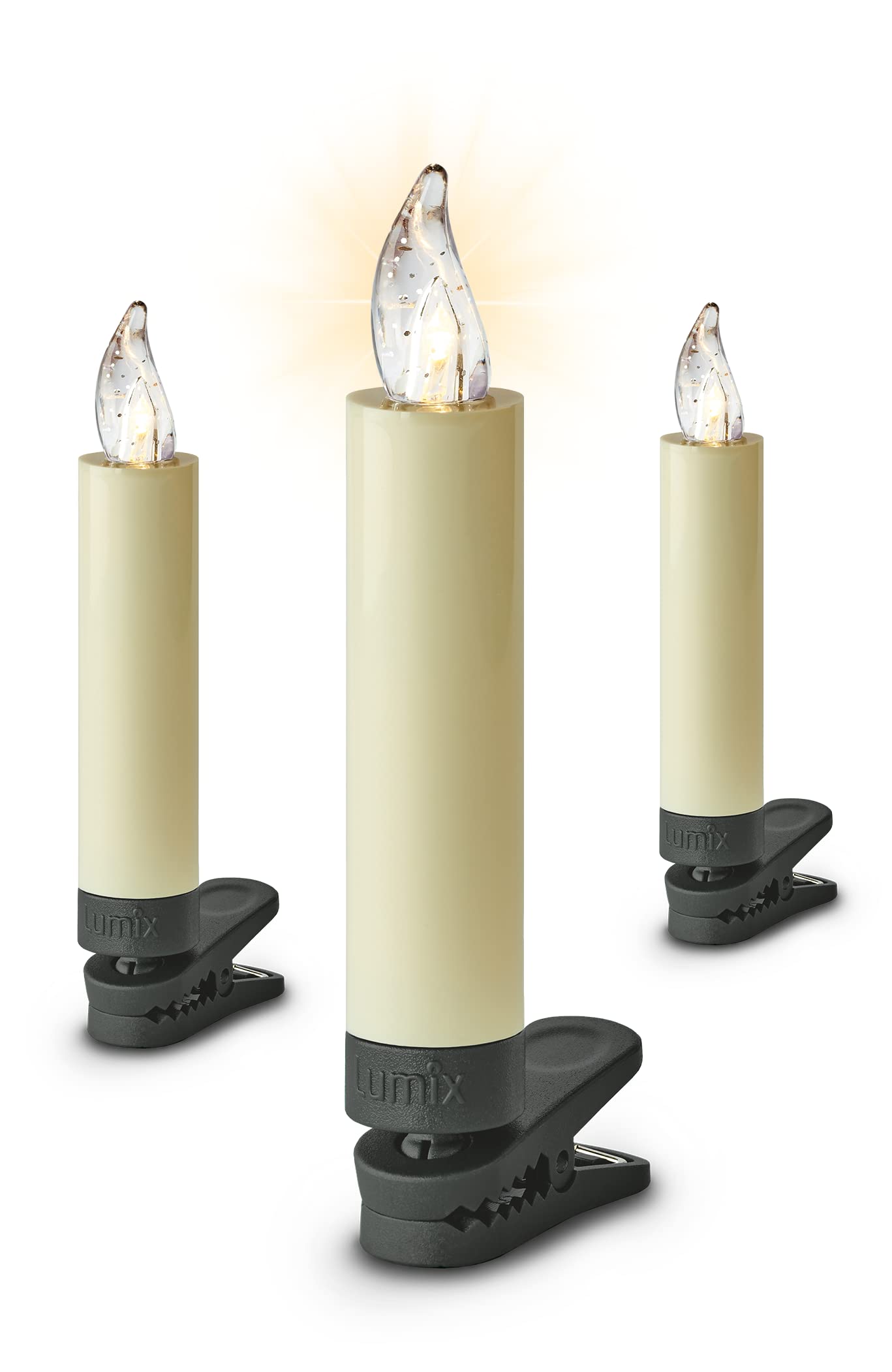 Lumix® LED kabellose Weihnachtsbaum Christbaumkerzen Basic Mini 10er Basis-Set Warmweiß inkl. Fernbedienung ohne Timer Elfenbein 9cm 75460