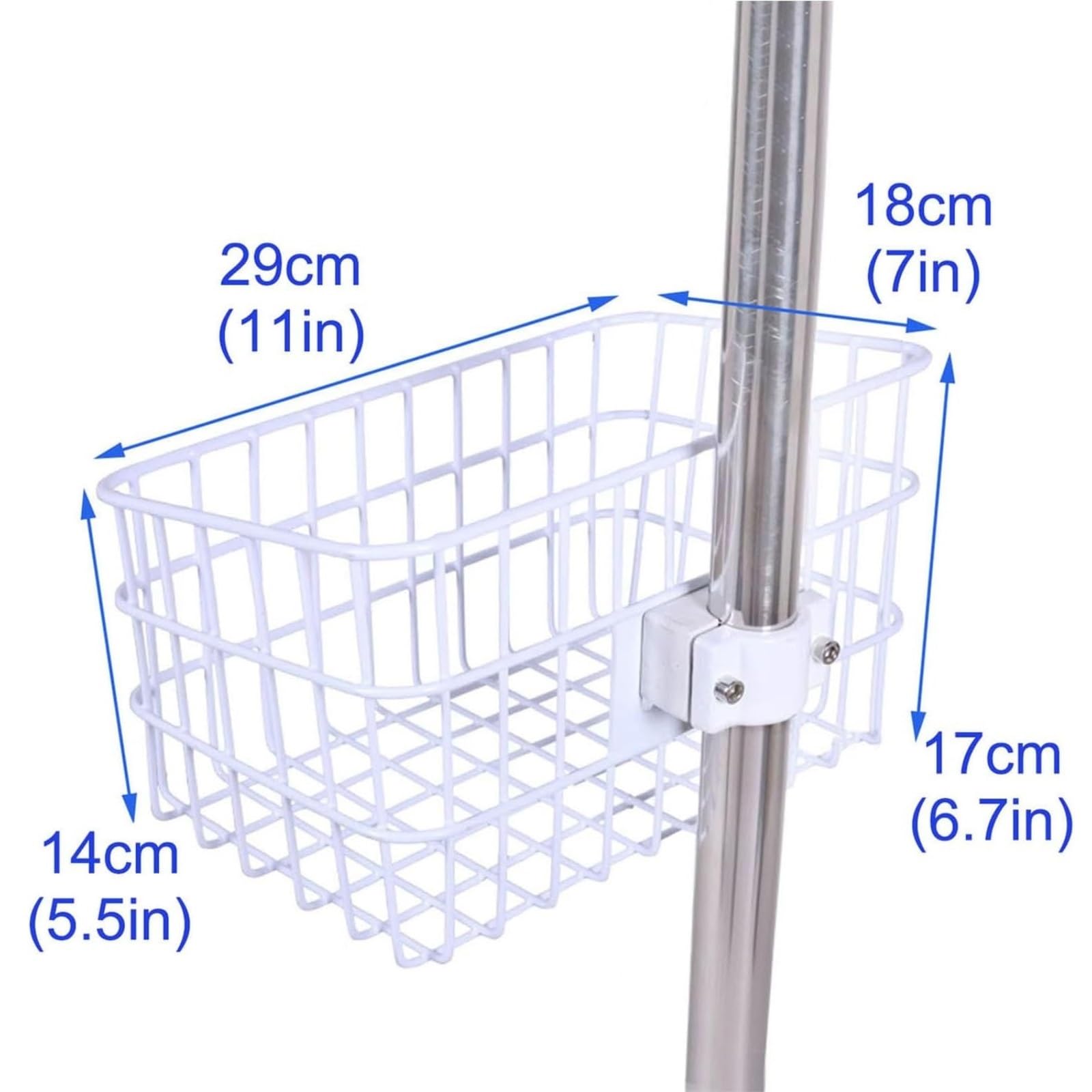Asta portaflebo medicale con ruote in acciaio inox regolabile in altezza asta per flebo | Supporto for flebo con rete sospesa con base a 4 ganci e 5 rotelle
