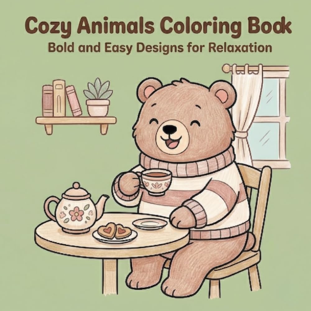 Cozy Animals Coloring Book: Bold and Easy Designs for Relaxation