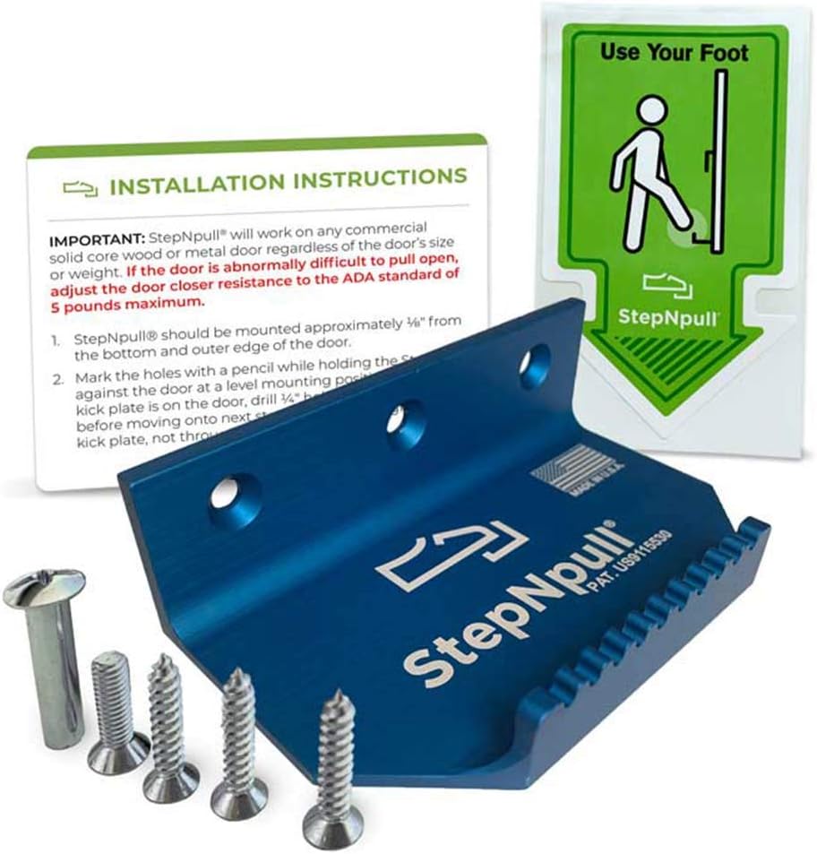 Blue Hands-Free Door Opener - No Touch Foot Pull & Commercial Touchless Door Opener Tools (1 Piece)