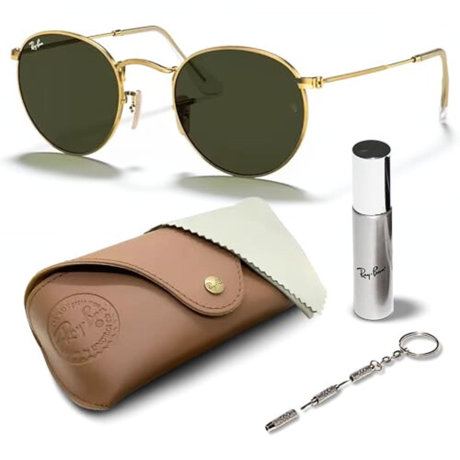 Ray-Ban RB3447 ROUND METAL Round Shaped Sunglasses for Men & Women with Official RAYBAN Eyewear Kit