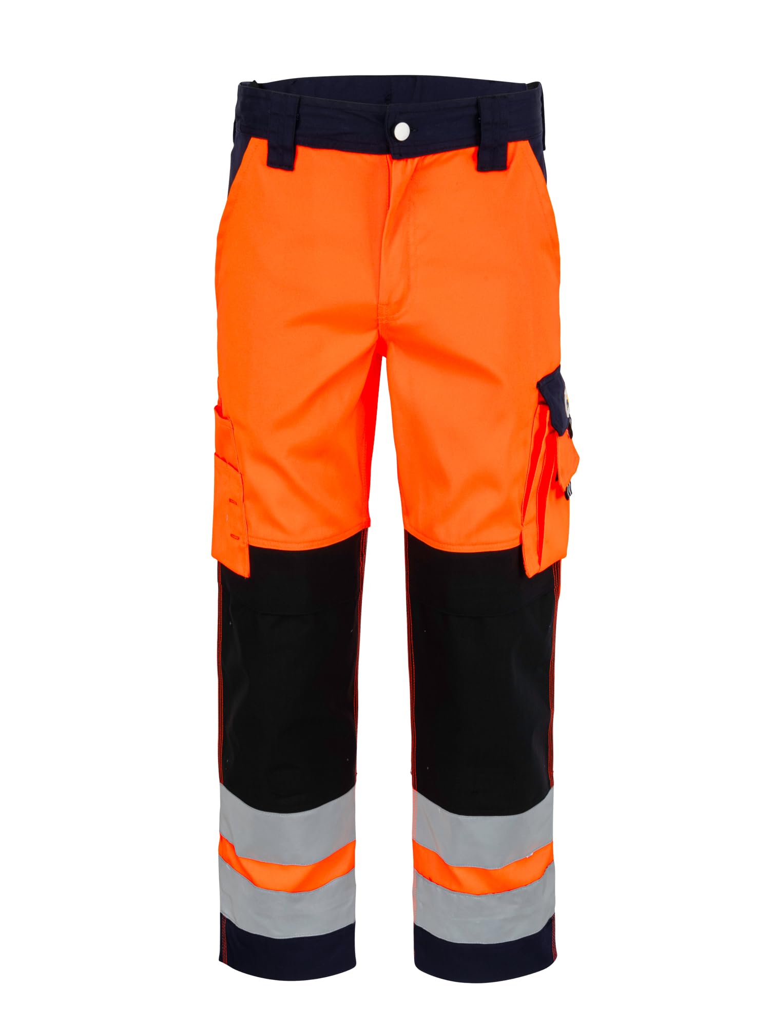 Generisch CraftGear Pantalon de travail pour homme - Pantalons de travail renforcés en Cordura orange avec protection des genoux réfléchissante et poches cargo pour artisans, pantalon de signalisation