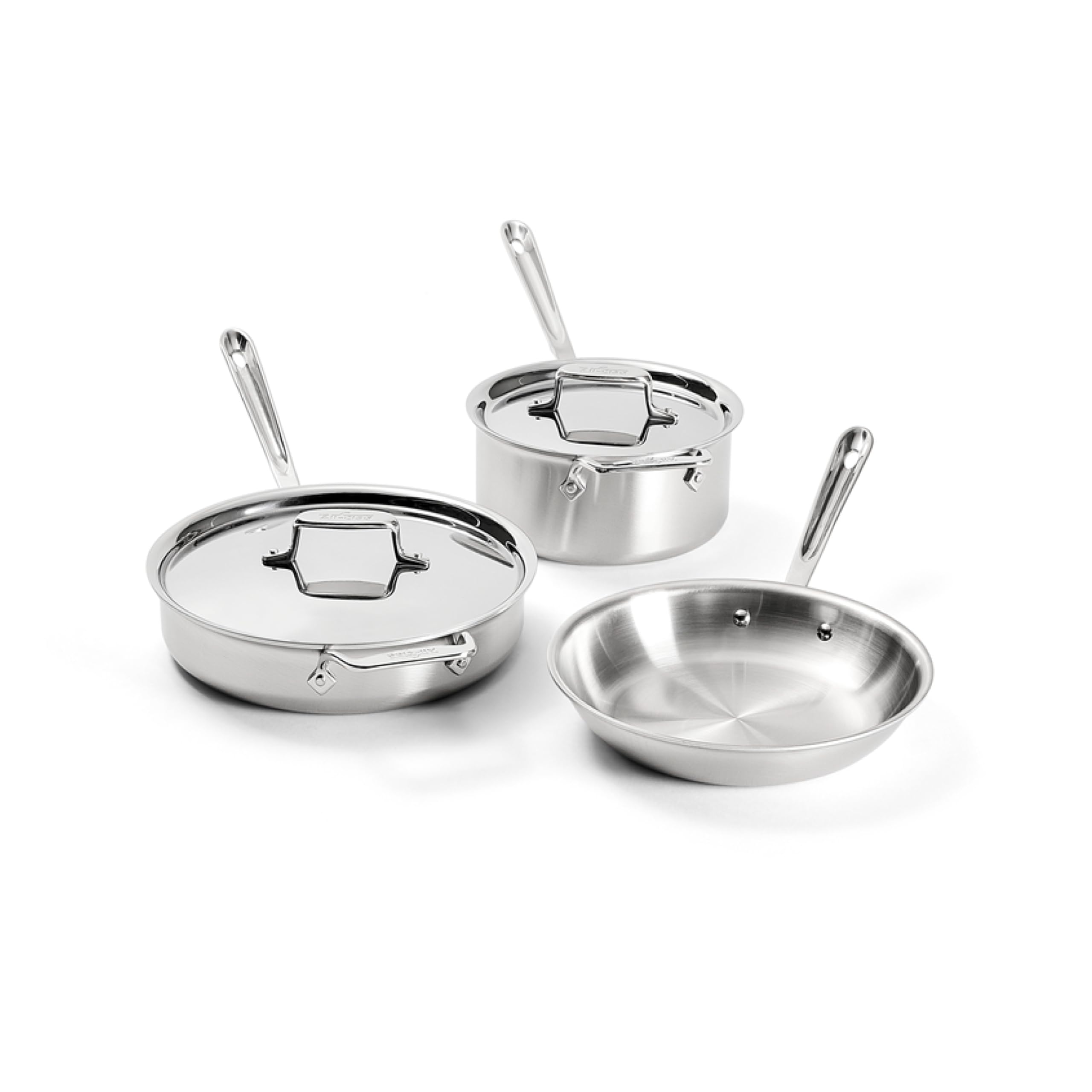 All-Clad D5 5-Ply Stainless Steel Cookware Set 5 Piece Induction Oven Broiler Safe 600F Pots and Pans Silver