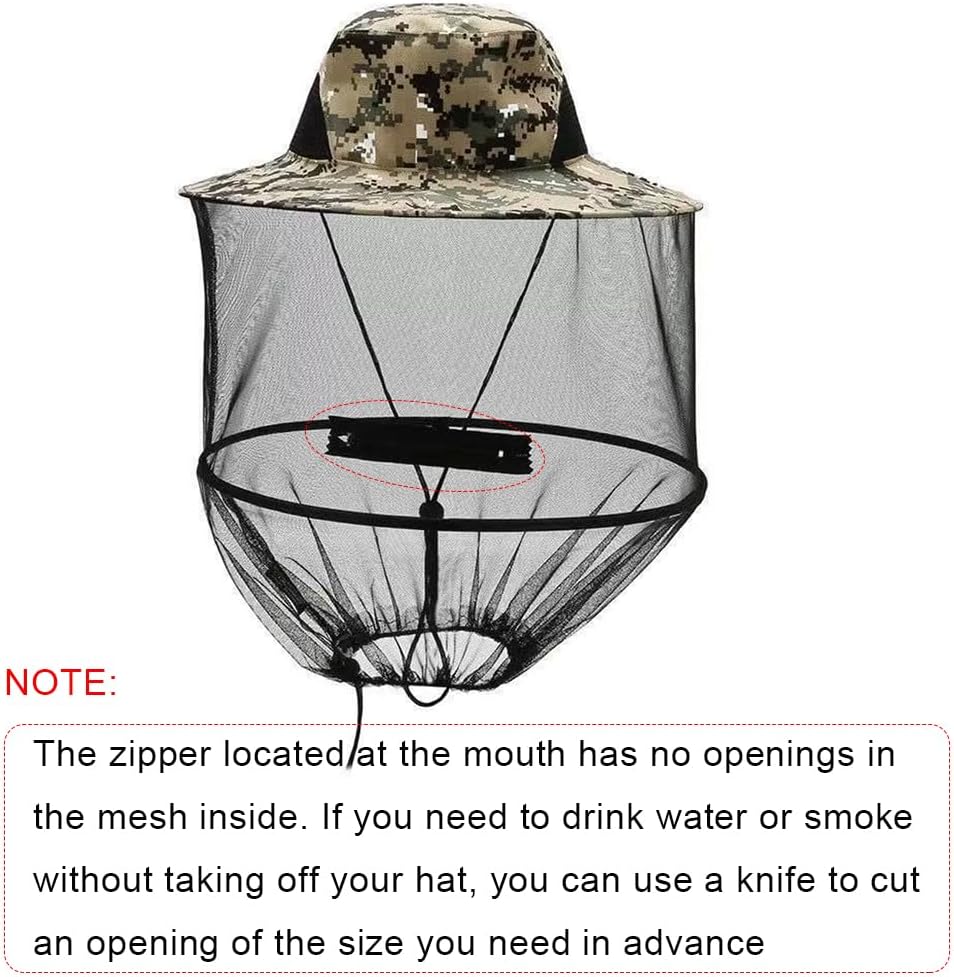 Mosquito Net Hat Adjustable Beekeeper Hat Lightweight & Foldable Bug Head Net for Outdoor Hiking Camping UV Protection Polyester Mesh for Men & Women Grey