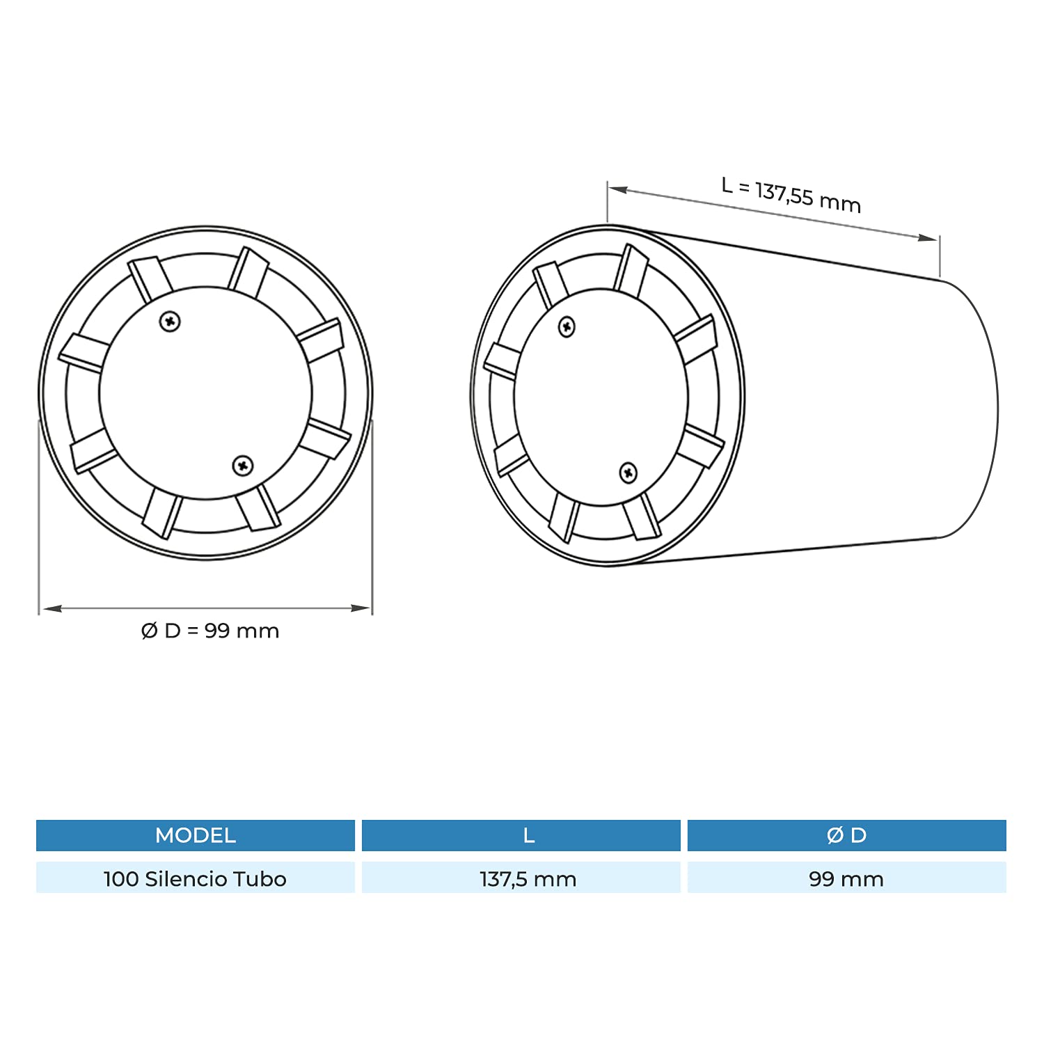 Albatros Rohrventilator 100mm Silencio Tubo - Extra Leise und Leistungsstark - Innovativer Rohr-Lüfter für Bäder, Küchen und Wohnräume - Schafft ein angenehmes Wohlfühlklima