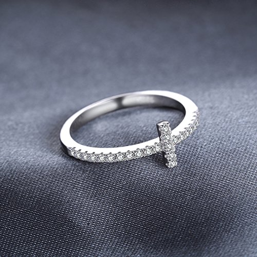 Image of JewelryPalace 14k White Yellow Rose Gold Plated 925 Sterling Silver Rings for Women, Cubic Zirconia Promise Rings for Her, Stackable Wedding Bands Rings for Women Infinity Forever Love Knot Ring