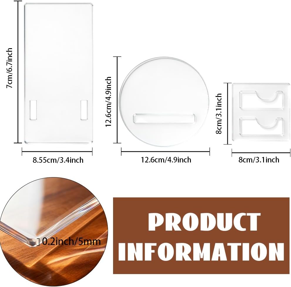 3Pcs Phone Stand Acrylic Router Template for Woodworking, 5mm Thick Inlay Template Jig Kit Tracing Stencil Guide Tool for Woodworking Project DIY Wood Craft image 2