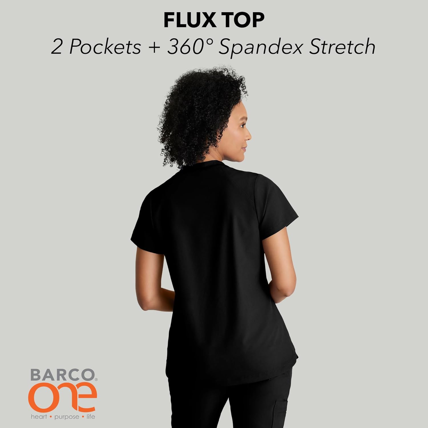 BARCO One Flux Classic Fit Zip Collar Scrub Top for Women – 2-Pocket Banded Zip Collar Scrub Shirt with 360 Spandex Stretch