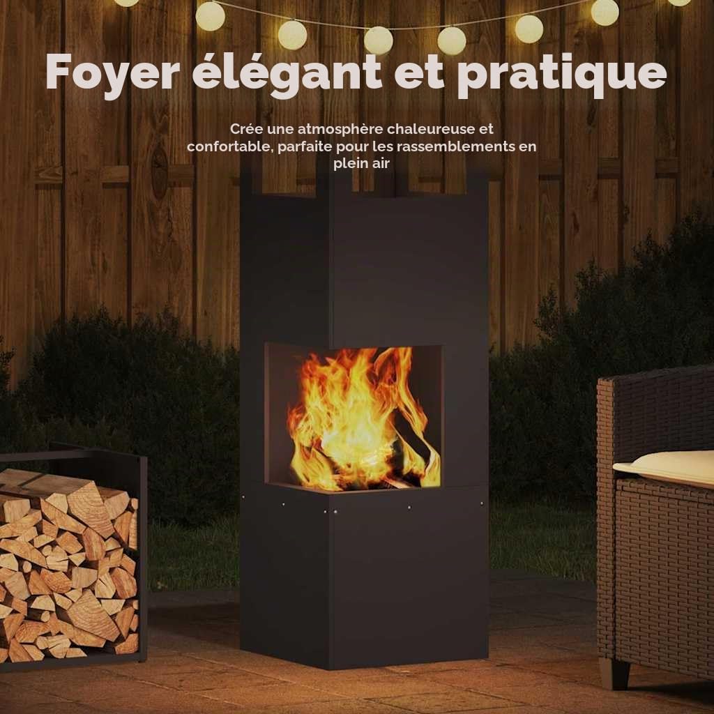 vidaXL Bassin de feu Noir 35 x 35 x 100 cm Acier patiné
