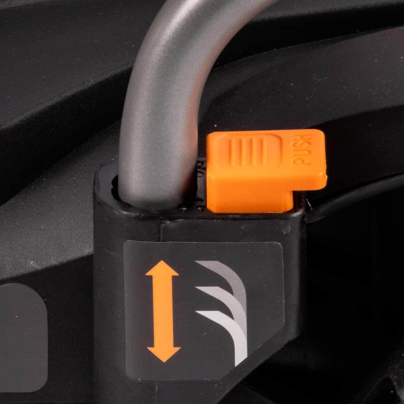 Cutting height adjustment lever on Scotts lawn mower