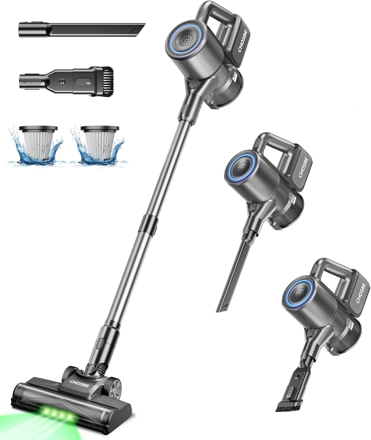 Cordless Vacuum Cleaner, 500W/40Kpa Stick Vacuum with 45Mins Runtime, Self-Standing Vacuum Cleaners for Home, Anti-Tangle, 1.5L Dust Cup, Rechargeable Vacuum for Hardwood Floor Carpet Pet Hair Red - Image 1 of 8