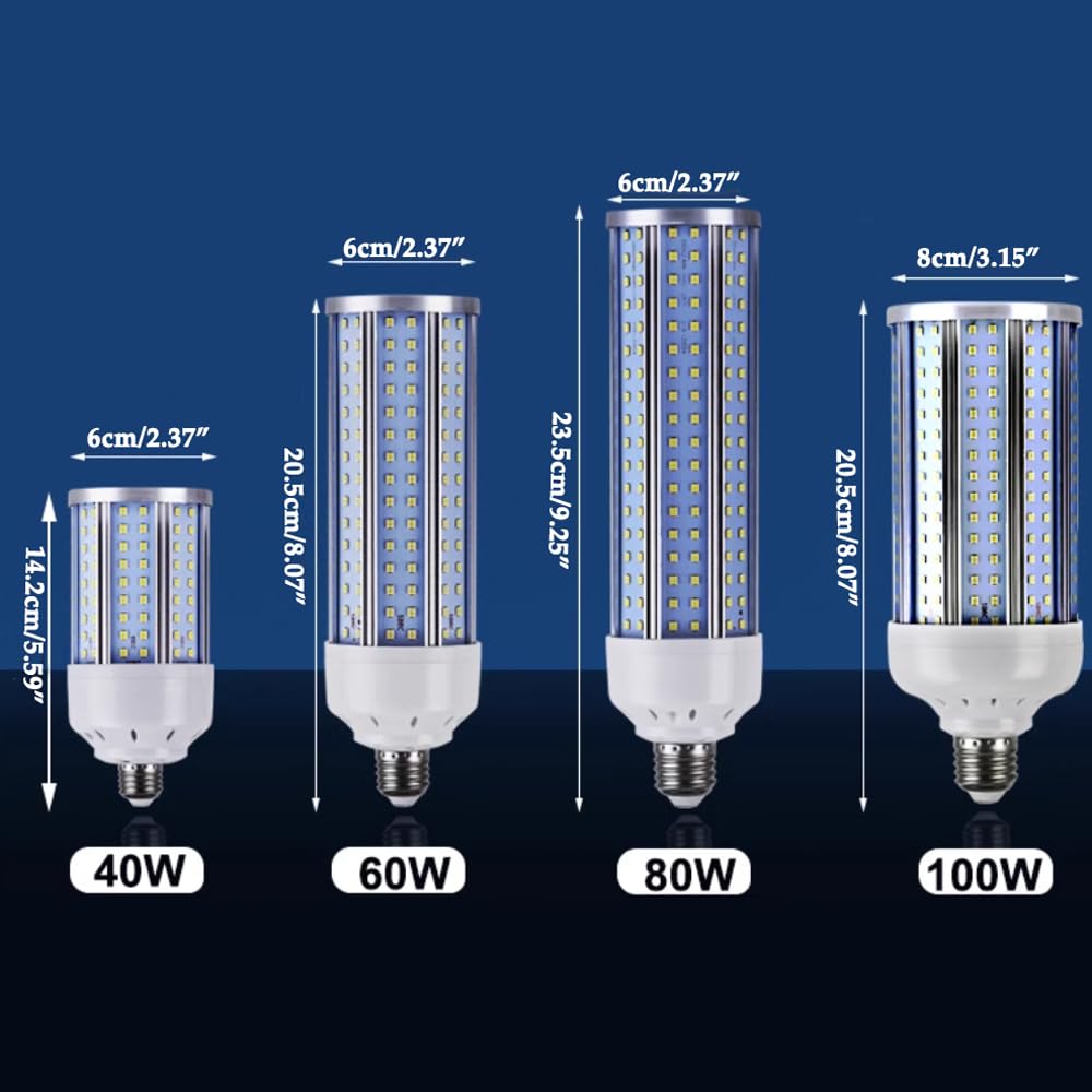 Paquete de 2/10 Bombillas Led de Maíz E27 de Aluminio, Natural, 4000 K, 4000 Lm, Bombilla de Rosca E27 de 40 W Equivalente a Bombillas Incandescentes de 80 W, No Regulable, sin Parpadeo/Whit