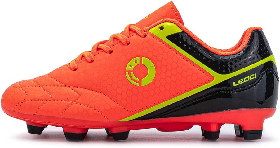 LEOCI Soccer Shoes for Boys Pink Soccer Cleats Breathable Athletic Toddler Black Football Boots for Outdoor Indoor Soccer Shoes for Girls AG/FG