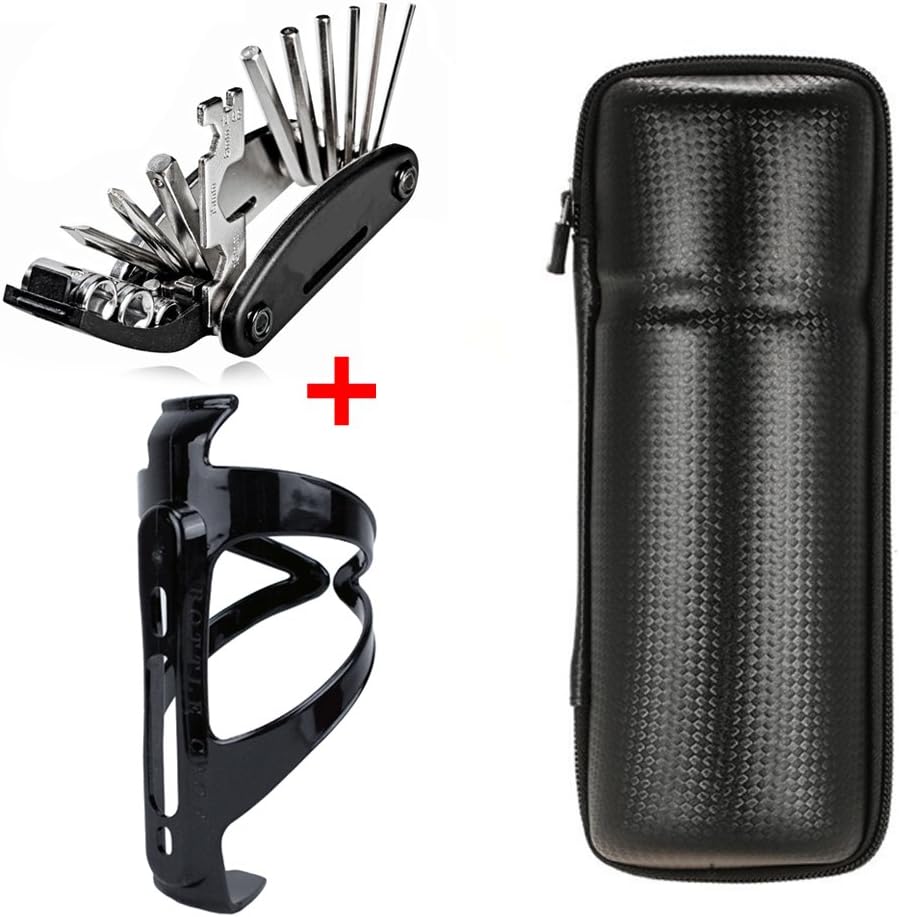 Bike Repair Tool Capsule - 16 in 1 Bike Repair Tool- Water Bottle Holder Cage, Cycling Tool Bottle Zip Bag Waterproof Carbon Fiber Leather Bike Keys Bottle Toolkit Storage Bag Riding Bicycle Accessory