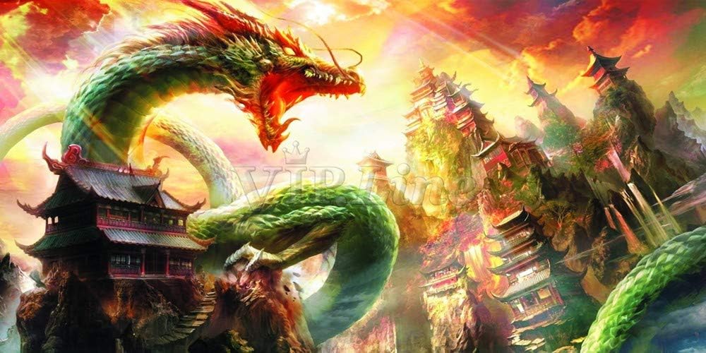 Huge Gragon Aquarium Background Poster PVC Fish Tank Decorations Landscape (84" x 30"/ 213 x 76cm)