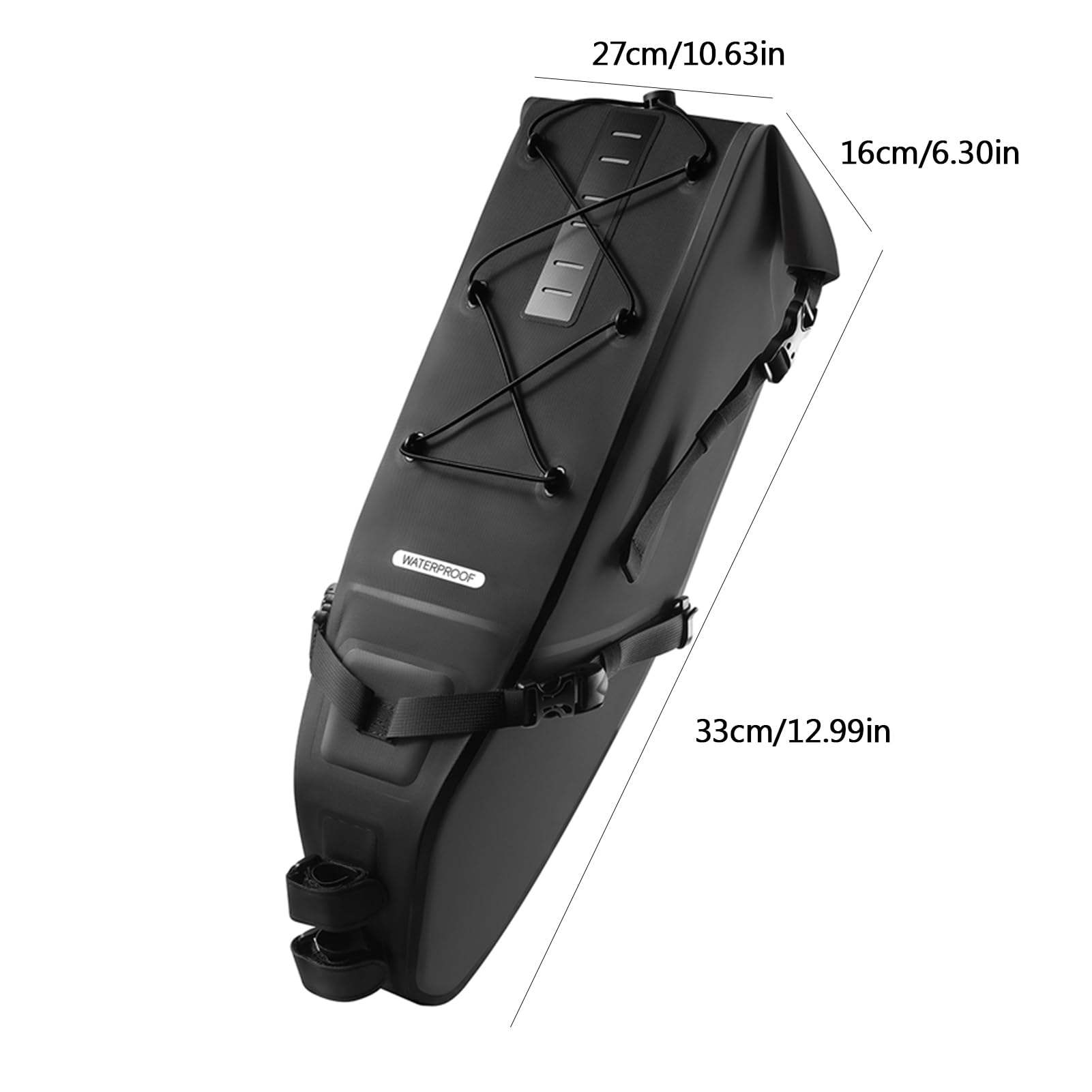 POENVFPO Borsa da Bici, Borsa da Ciclismo Sottosella in PVC da 14 Litri con Cinghie Regolabili per il Ciclismo a Lunga Distanza (10-14L)