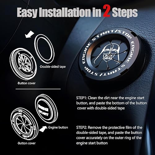Miniatura 100 de Tybasthe Cubierta giratoria para botón de oprimir arranque y apagado de motor de automóvil, calcomanía de Batman, decoración interior, cubierta