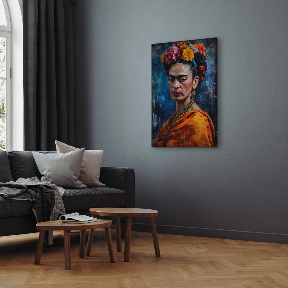 murando - Quadro Acustico Frida Kahlo 40x60 cm 1 Pezzo schiuma acustica Quadri Moderni - Stampa su Tela Pannelli Fonoassorbenti Decorativi Decorazione da Parete Floreale Blu h-H-10044-b-a