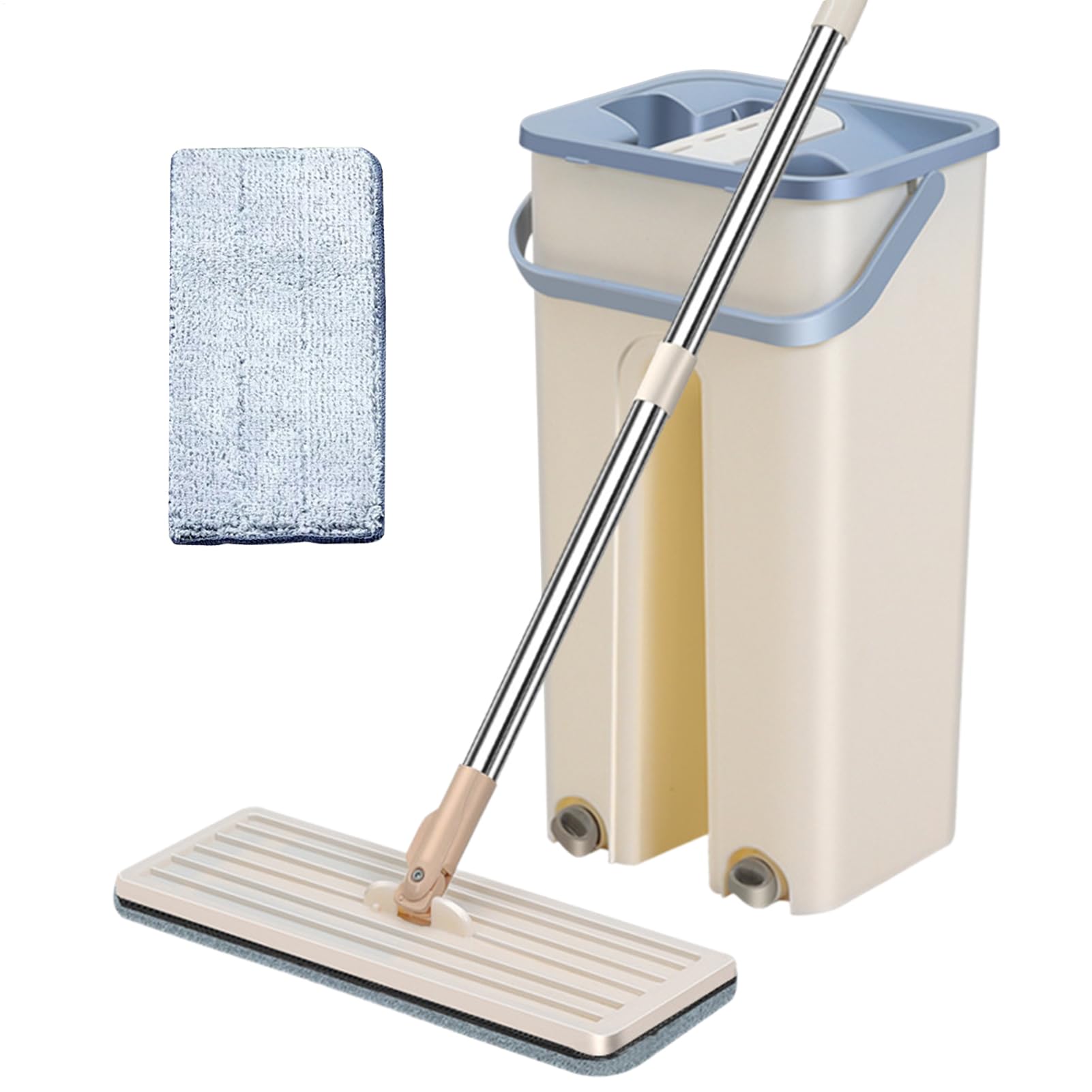 Mopa Plana Microfibra - Mopa Fregona con Cubo Escurridor - Trapeador para Limpiar Azulejos Y Paredes, Adecuado para Suelos De Madera, Vidrio, Suelos Compuestos Y Baldosas Cerámicas