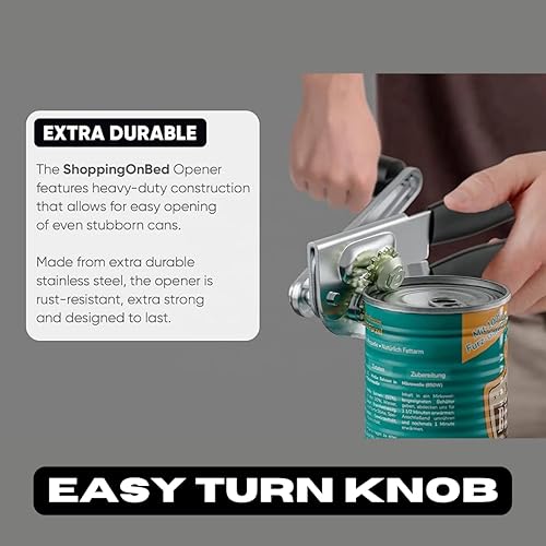 Miniatura 10 de T1W Abrelatas comercial con manivela, abrelatas resistente, mango acolchado ergonómico, abrelatas manual